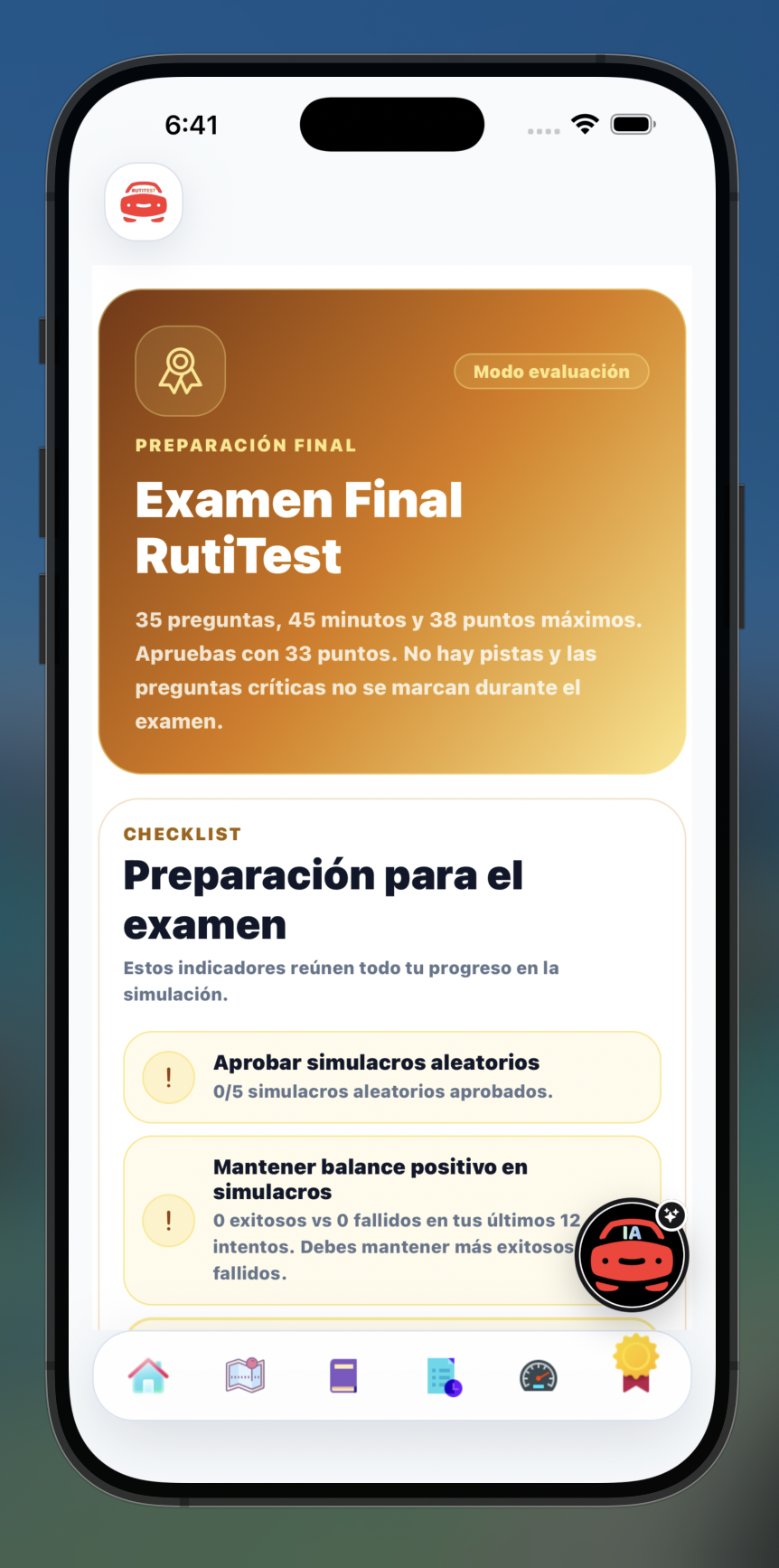 Preparación y requisitos del examen final RutiTest